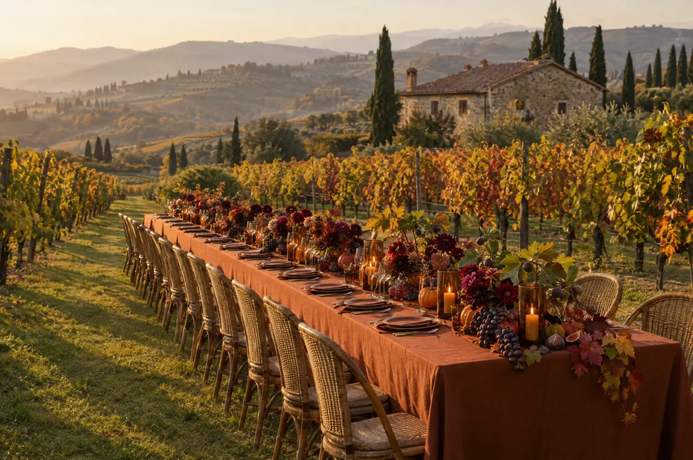 Harvest table among the Valpolicella vines