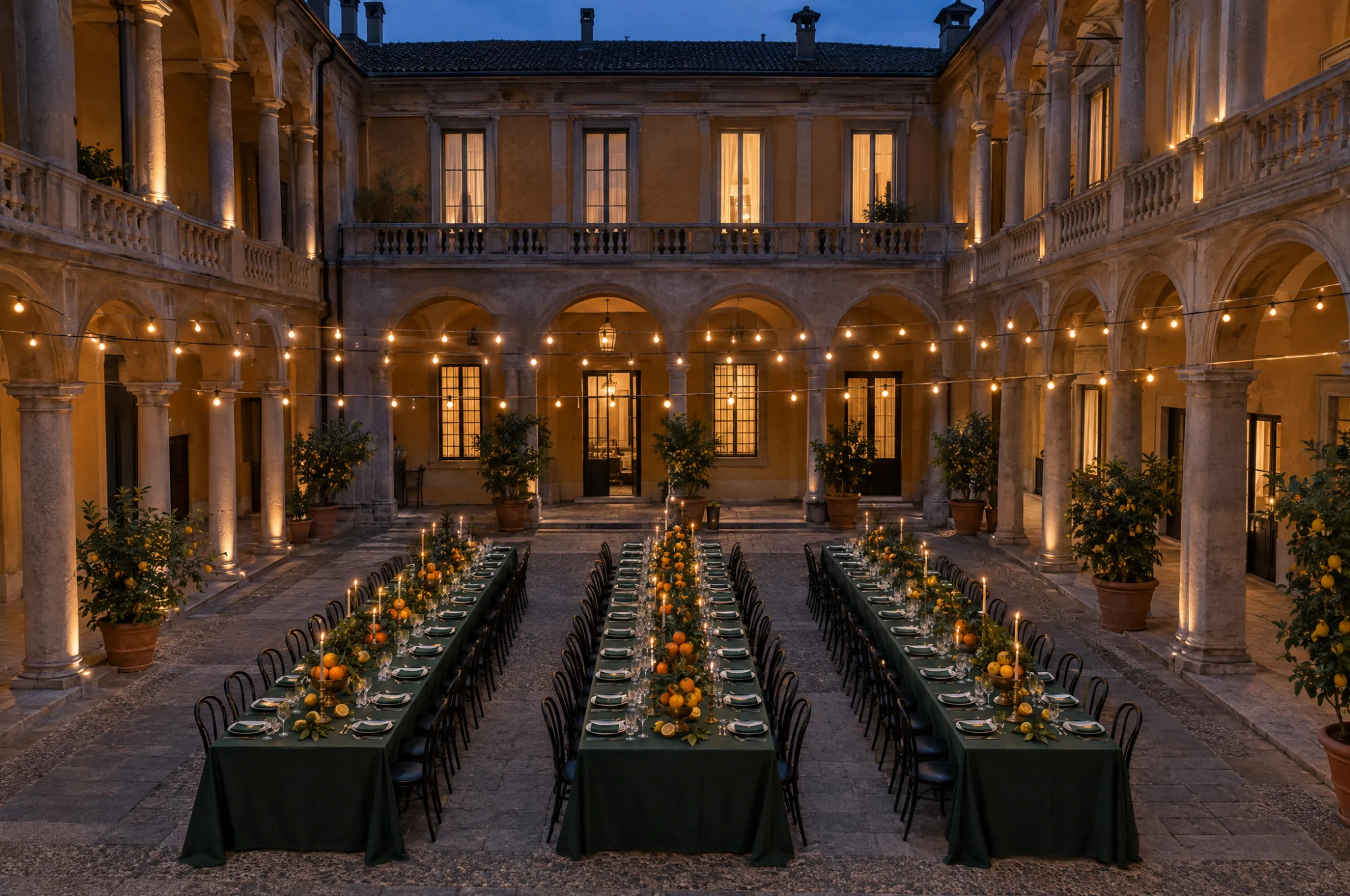 Cortile porticato di un palazzo a Brera, Milano